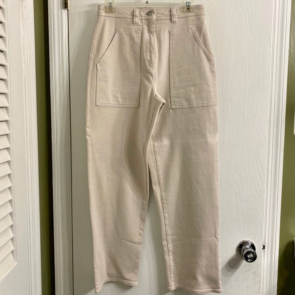 Wilfred high waisted, oatmeal denim pants